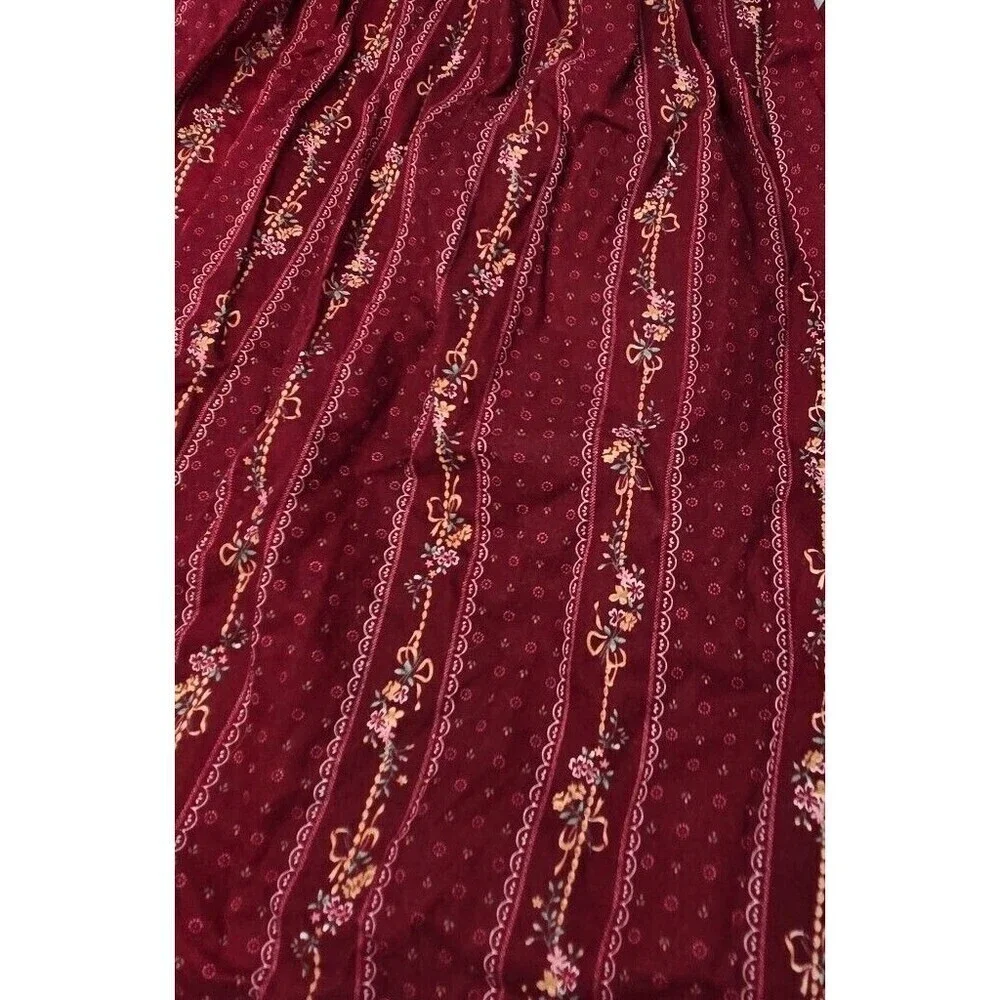 THE TAILOR MAID WHIDBEY ISLAND HANDMADE MAROON DITZY FLORAL APRON KITCHEN OS